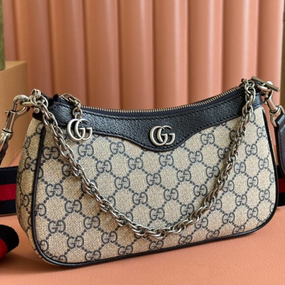 Gucci Navy Blue Ophidia Small Shoulder Bag, - Picture 8 of 9